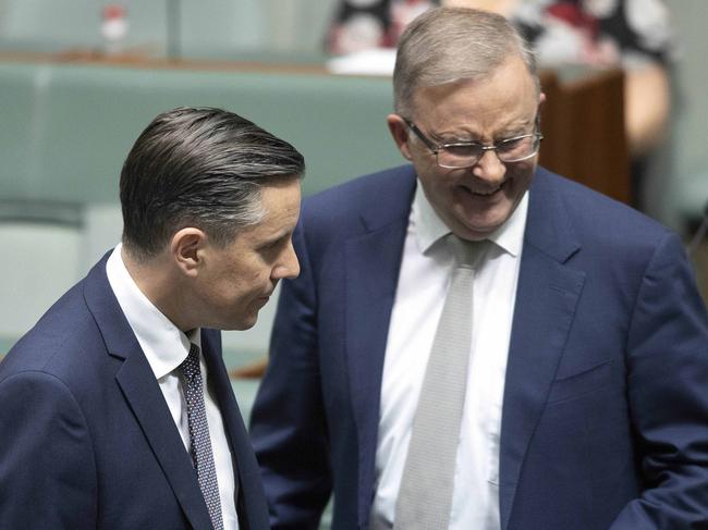 CANBERRA, AUSTRALIA-NCA NewsWire NOVEMEMBER 12 2020Labor front bencher Mark Butler with Anthony Albanese during Question Time in the House of Representatives in Parliament House in Canberra.NCA NewsWire / Gary Ramage