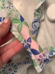 While the other tampons were purple, this one was a bright neon pink. Picture: TikTok / cealpee