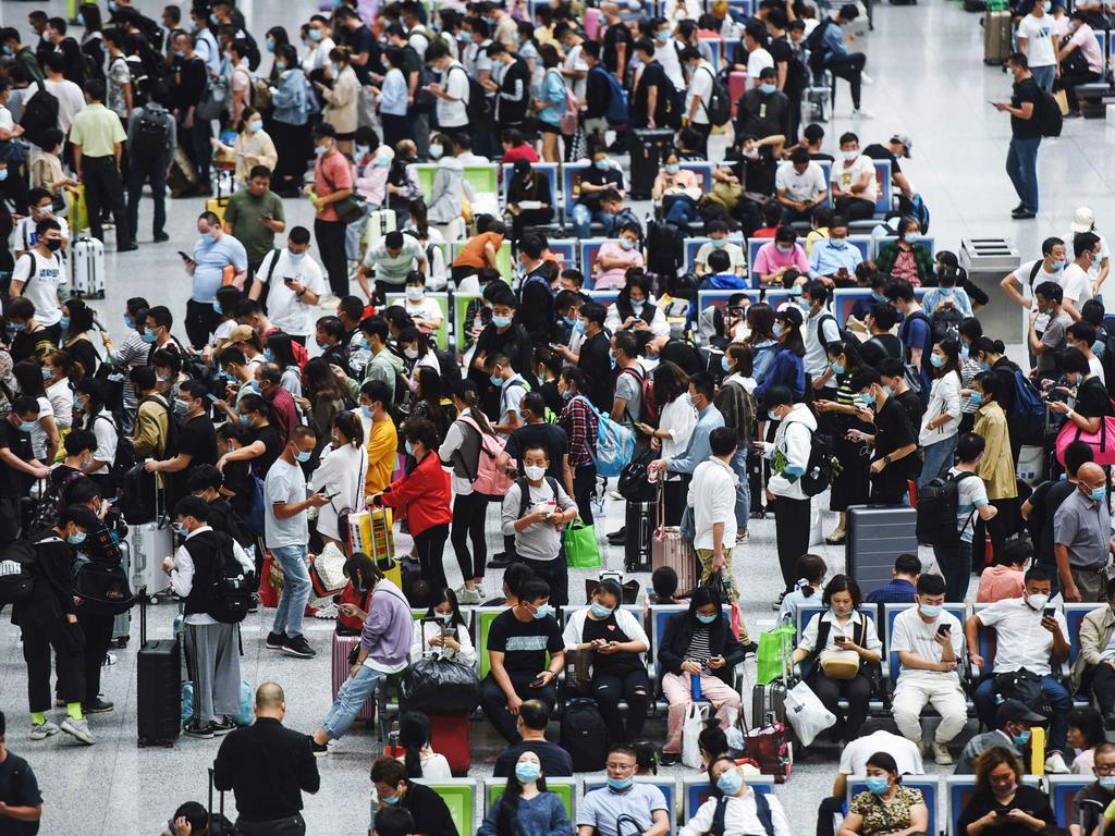 Travellers are heading away to mark China’s National Day and the Mid-Autumn Festival. Picture: STR/AFP
