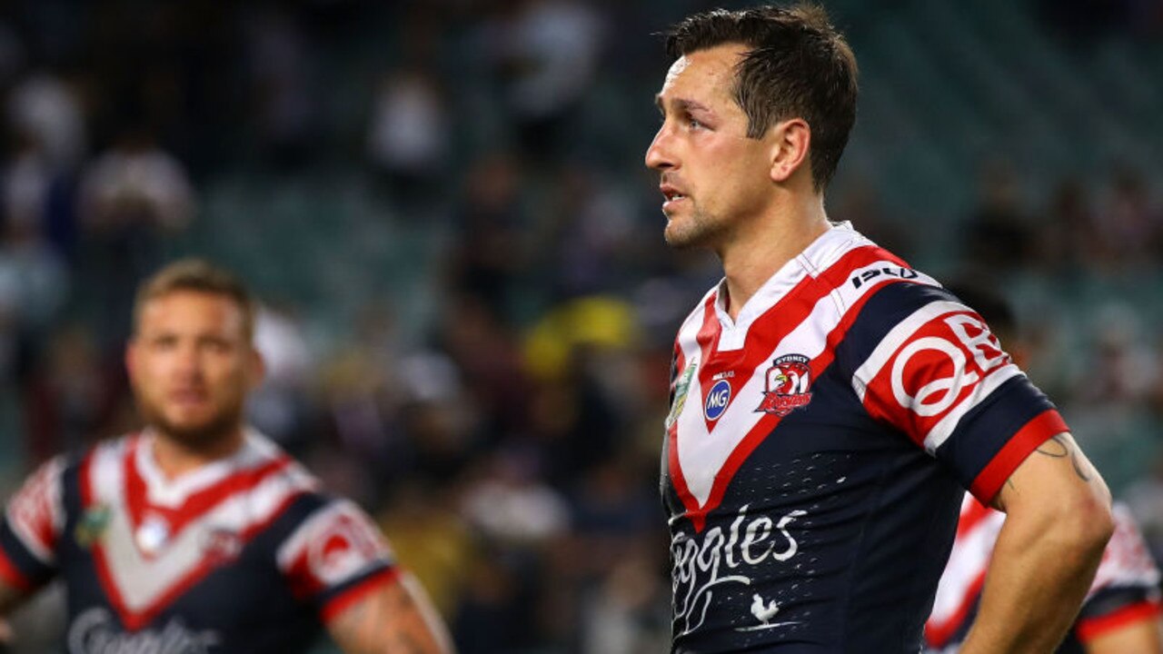 Mitchell Pearce of the Roosters looks dejected after defeat during the NRL Preliminary Final match between the Sydney Roosters and the North Queensland Cowboys at Allianz Stadium on September 23, 2017 in Sydney. Getty
