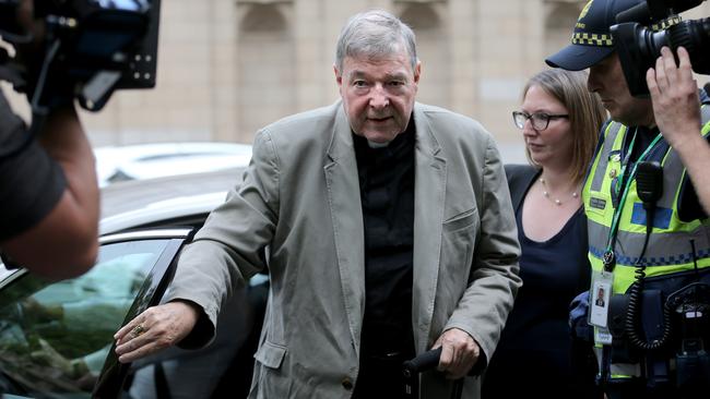 George Pell at the Victorian County Court in February. Picture: David Geraghty