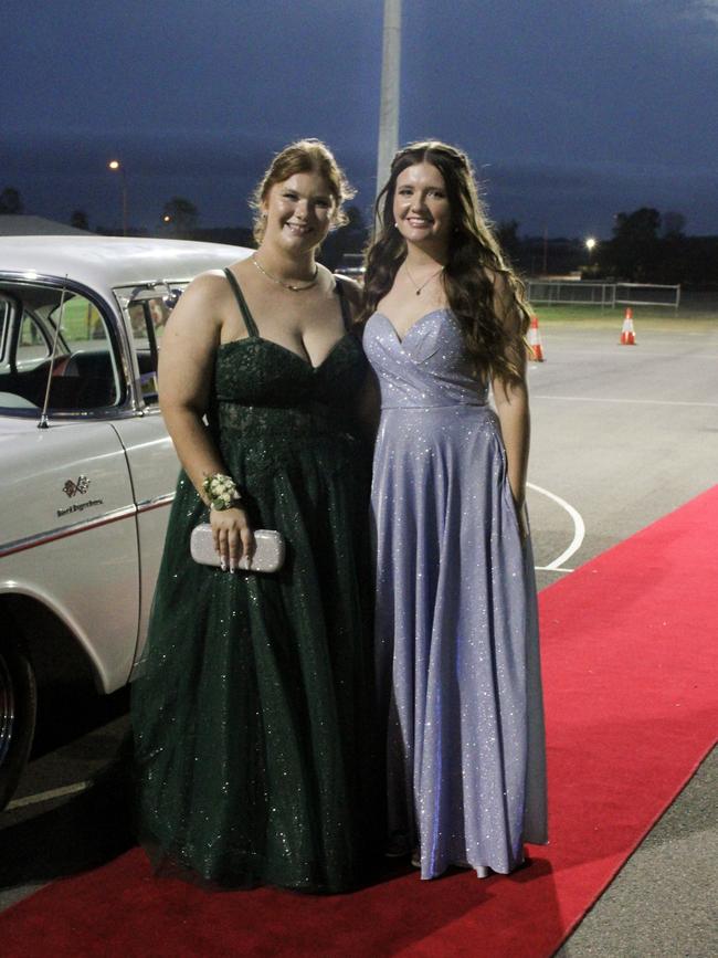 Maddison Fletcher-Whiting and Kayla Lundie at the 2023 Kepnock State High School formal.