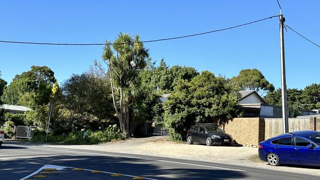 Pairs of shoes have been thrown over power lines and phone lines across Bridgewater in the Adelaide Hills. Picture: Leigh Mudge