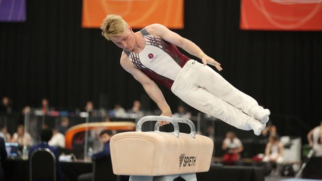 Finlay Jones from Cooroy on the pommel. Picture Winkipop Media