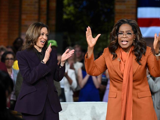 TV star Oprah Winfrey hosted a talk-show style rally in Detroit with Kamala Harris. Picture: Saul Loeb / AFP