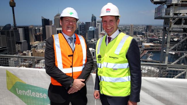 Steve McCann, then CEO of Lendlease, with NSW Premier Mike Baird at Barangaroo in 2015.