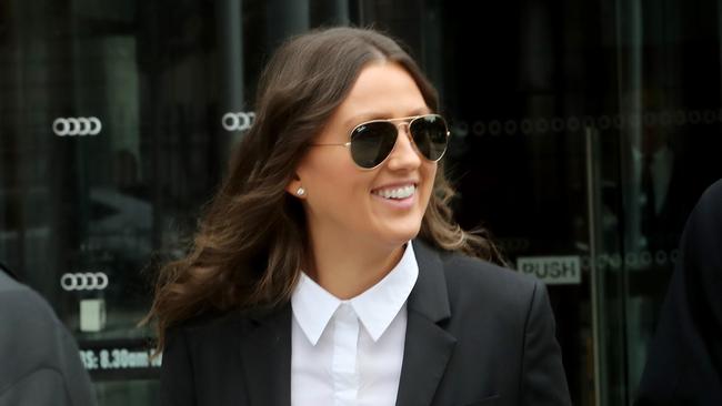 Carlie Boal outside Melbourne’s Federal Court earlier today. (David Geraghty/The Australian)