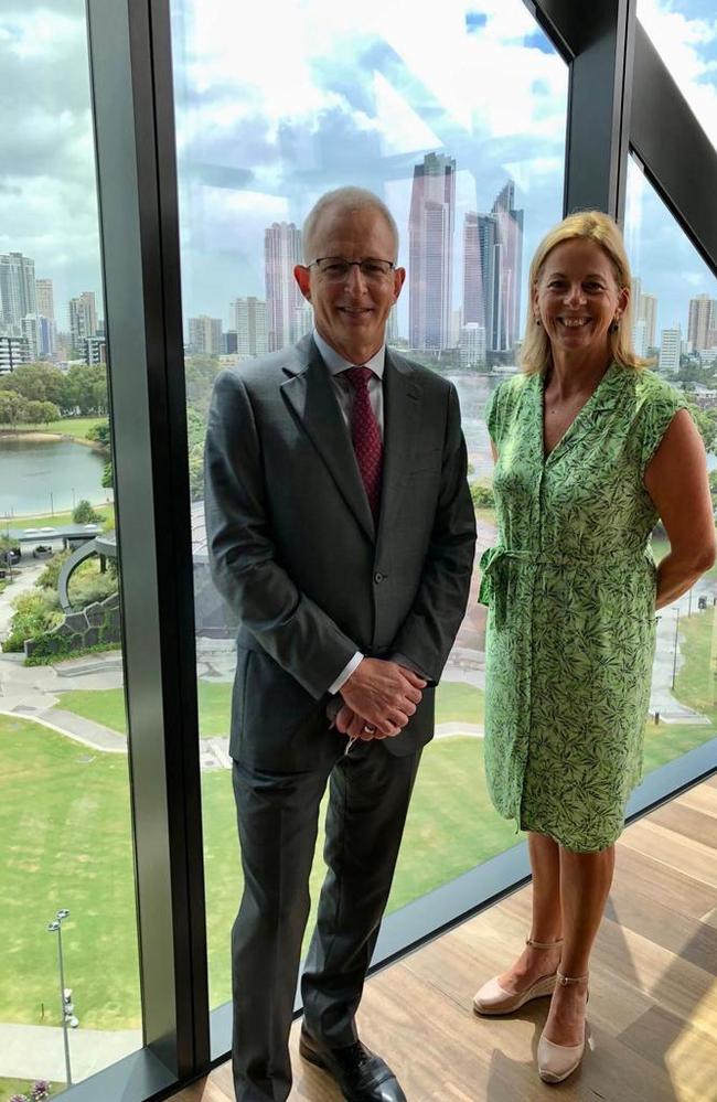 Angie Bell MP at HOTA with Minister for Communications, Urban Infrastructure, Cities and the Arts of Australia Paul Fletcher. Pic: Supplied.