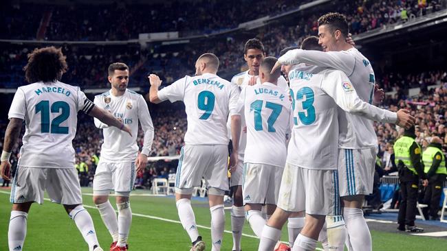 Real Madrid's Cristiano Ronaldo has just scored the 0-1 leading goal during  the Spanish La Liga football match, Elche FC Vs Real Madrid CF at Estadio  Manuel Martinez Valero in Elche, Spain