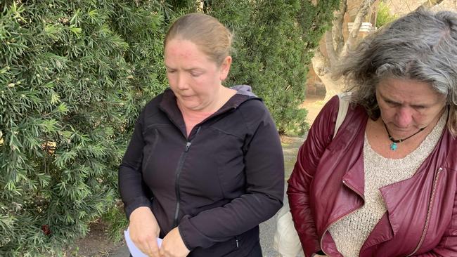 Ashlee Jade Potter with a supporter outside Mount Barker Magistrates Court. Potter pleaded guilty to an aggravated charge of driving without due care that resulted in the death of cyclist Tamara Moss. Picture: Lydia Kellner