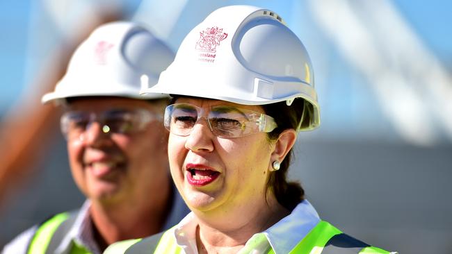 Queensland Premier Annastacia Palaszczuk inspect progress on the North Queensland Stadium. Picture: Alix Sweeney