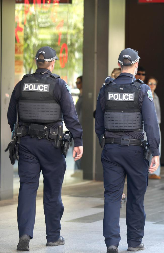 Police officers walking the beat in Rundle Mall. Picture: Dean Martin