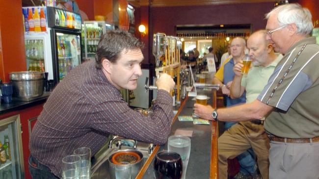 Stephen Marks pictured in 2004 behind the bar of the Union Hotel on Waymouth Street, of which he was licencee.