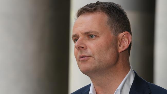 Treasurer Stephen Mullighan on the steps of Parliament House, with details of a new Liberal scandal set to rock the Black by-election. 10 November 2024. Picture Dean Martin