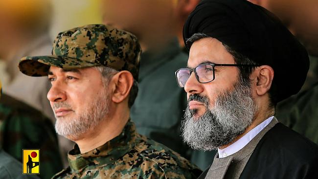 Slain Hezbollah top commander Ibrahim Aqil (L) and Senior Hezbollah official Hashem Safieddine at an unknown location. Aqil, who Israel said it killed in an air strike on Beirut's southern suburbs headed Hezbollah's elite Radwan unit and had been on a US sanctions list for nearly a decade.