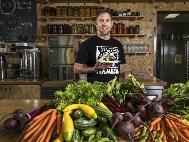 Luke Burgess at falafel pop-up in South Hobart. Picture: Caroline Tan