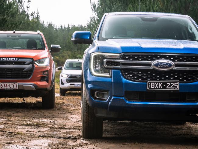 Dual-cab ute comparison test: Ford Ranger XLT, Toyota HiLux SR, Isuzu D-Max X-Terrain.