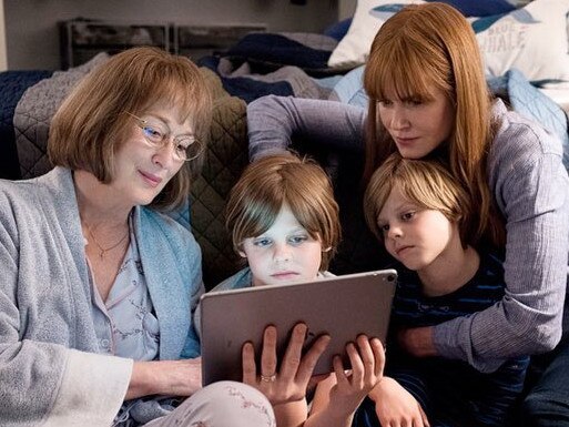 Cameron and Nicholas Crovetti with Meryl Streep and Nicole Kidman on the set of Big Little Lies season two.