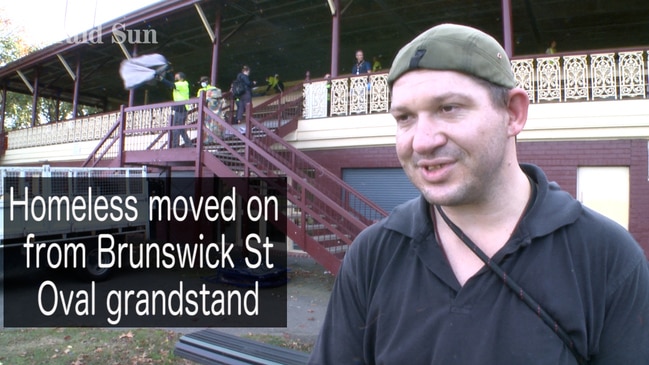 Homeless moved on from Brunswick St Oval grandstand