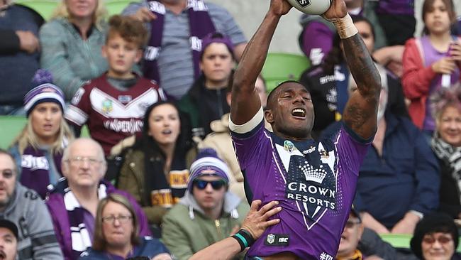 Suliasi Vunivalu leaps high in the air to take a kick.