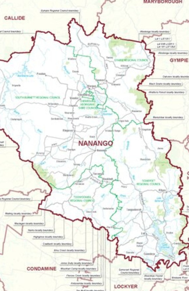 A map of the state electorate of Nanango.