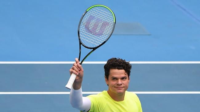 Canada's Milos Raonic celebrates after victory against Chile's Christian Garin. Picture: AFP