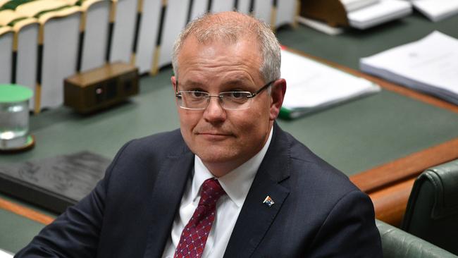 Prime Minister Scott Morrison during Question Time in the House of Representatives. Picture: AAP