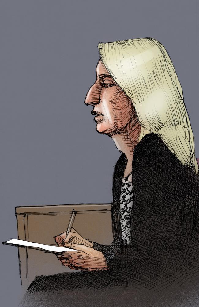 A court sketch of Maree Mavis Crabtree.