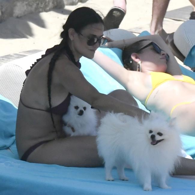 Demi Moore brought along her fluffy pooches to the beach. Picture: Backgrid