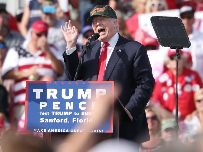 Republican presidential nominee Donald Trump addresses supporters at a rally in Sanford, Florida. Picture: AFP/Gregg Newton