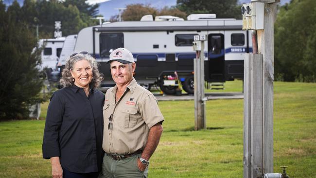 Leanne and Rowen Carter, of Huon Valley Caravan Park, still have no mainland grey nomads but are happy they are being supported by Tasmanians. Picture: CHRIS KIDD