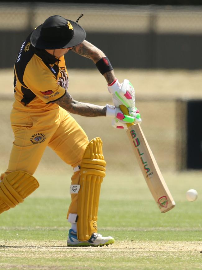 VSDCA: Werribee batsman Nathan Taylor in action. Picture: Stuart Milligan