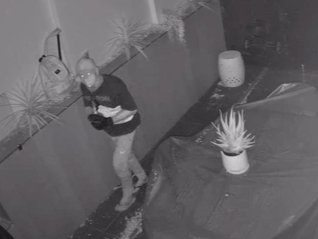 A still from security camera footage showing a man breaking into the backyard of a South Yarra home in the early hours of January 17, 2024.Supplied