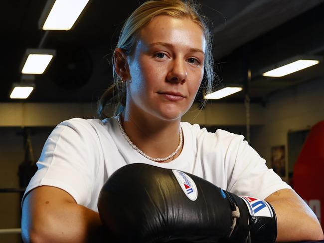 DAILY TELEGRAPH 29TH OCTOBER 2023Pictured at Sydney Uni Sports and Aquatic Centre at Darlington in Sydney is boxer Ella Boot.Ella is a rising boxing star who moved from Noosa to Sydney just to be trained by legendary trainer Johnny Lewis, who says she will win a world title.Picture: Richard Dobson