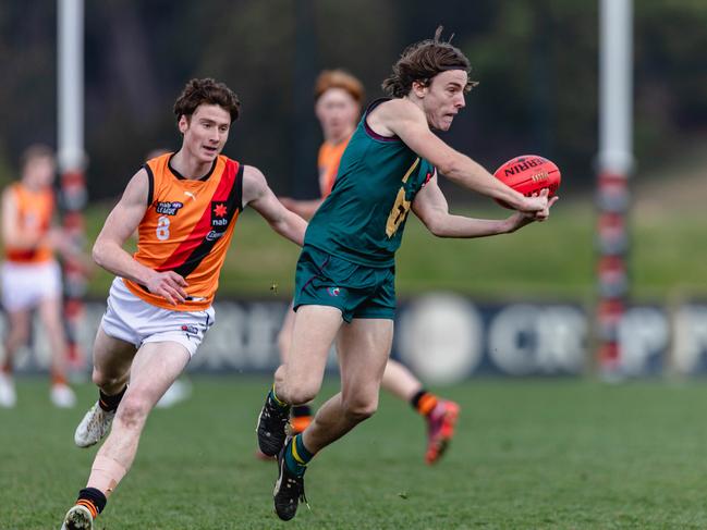 Brandon Leary playing for Tasmania Devils last year. Picture: Linda Higginson