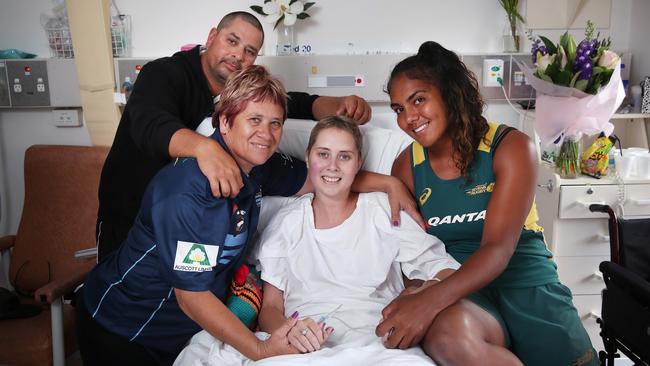 Cancer patient Kia Lettice with mother Pattie, brother David and Mahalia Murphy. Picture: Phil Hillyard