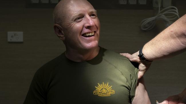 Australian Army Lieutenant General John Frewen, Commander Defence COVID-19 Taskforce, leading by example receiving a COVID-19 vaccination. Picture: Defence