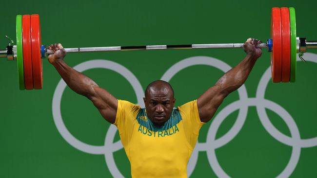 Australia's Simplice Ribouem equalled his PB of 155kg in the snatch.