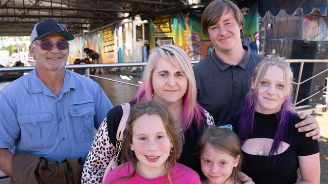 Annette, David, Sarah, Kurt, Maddi, Marlee Coyne at the Gympie District Show 2023. Picture: Christine Schindler