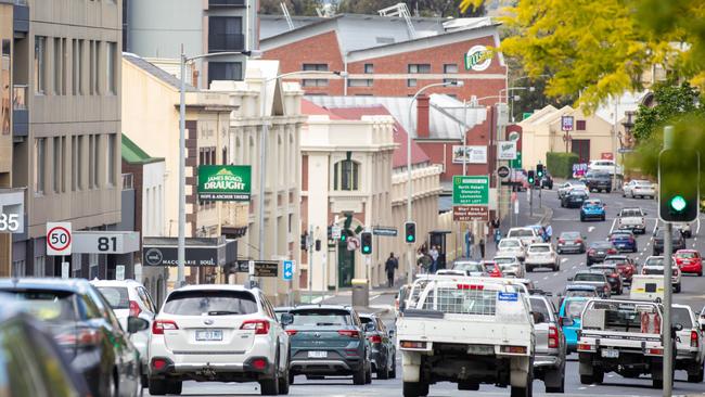 Traffic on Macquarie Street in Hobart. Picture: Linda Higginson