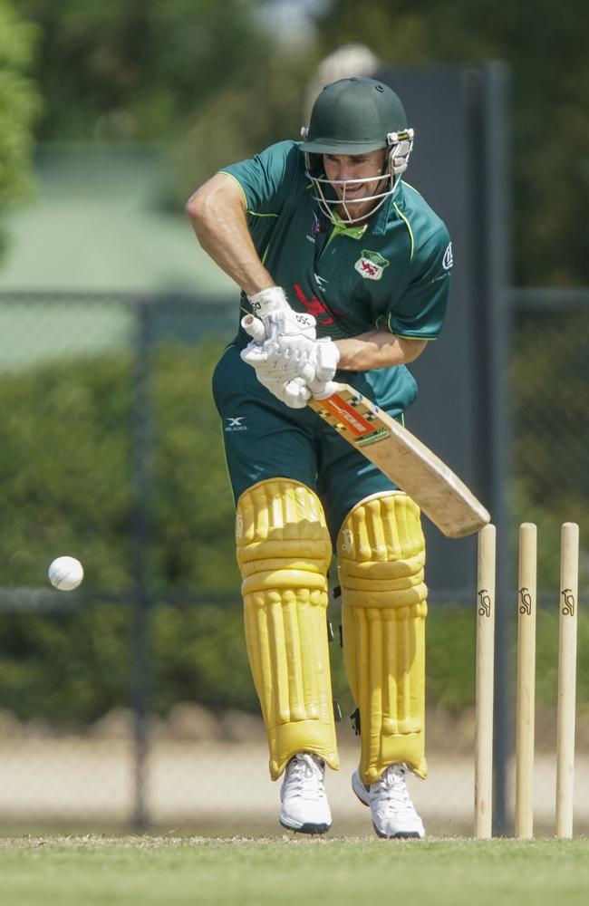 Caulfield’s Graeme Rummans defends during his half-century.