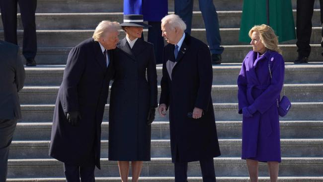 President Biden and First Lady Jill Biden greeting President-elect Trump and Melania Trump at the White House.px Chris Kleponis/AFP