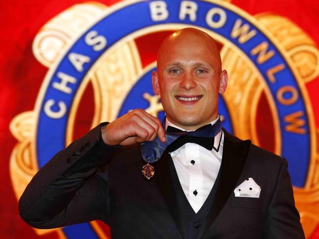 2013: Gold Coast Sun’s Gary Ablett Jr with his Brownlow Medal. Picture: NewsCorp <a href="http://www.heraldsun.com.au/entertainment/brownlow-red-carpet" target="_blank">MORE BROWNLOW COVERAGE</a>