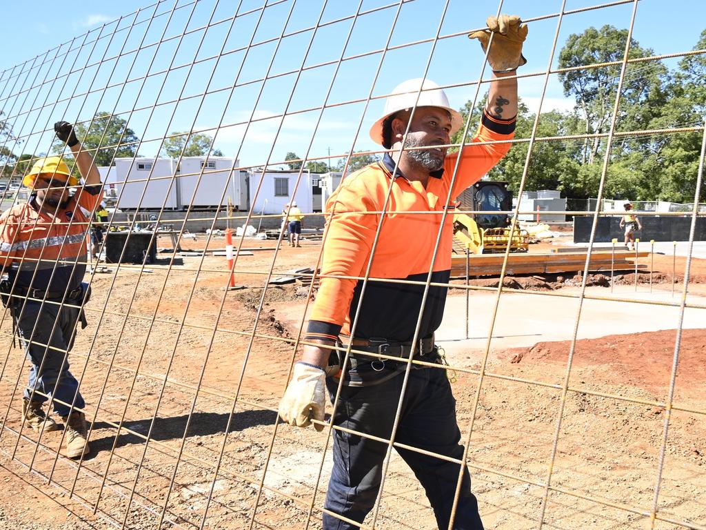 Tepaki Toro (front) and Apa George. Work starts on St Vincent's Hospital new emergency department. Photo Bev Lacey