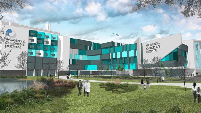 An artist's impression of the front of the new Women's and Children's Hospital, at the new RAH site.