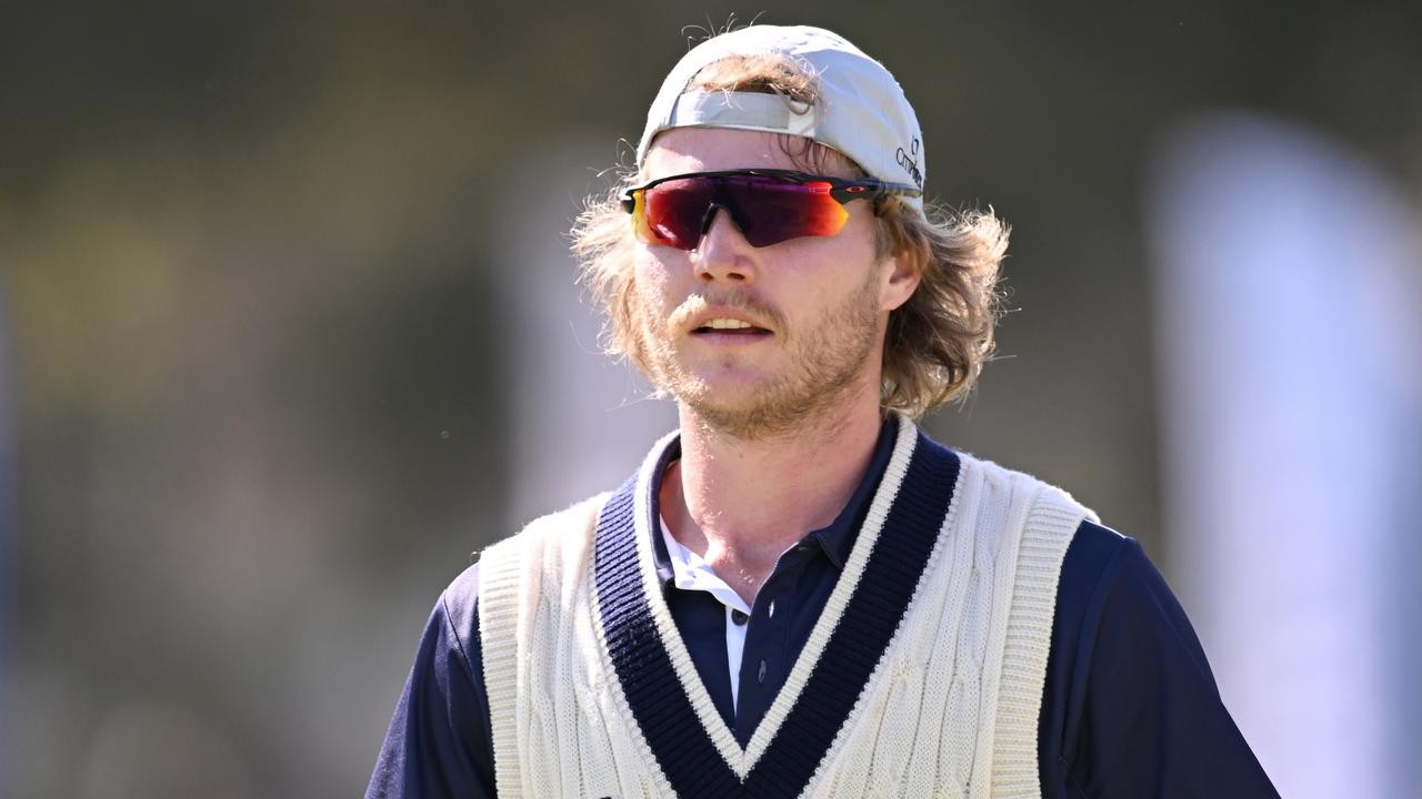 MELBOURNE, AUSTRALIA - OCTOBER 19: Will Pucovski of Victoria warms up during the Sheffield Shield match between Victoria and Western Australia at CitiPower Centre, on October 19, 2022, in Melbourne, Australia. (Photo by Morgan Hancock/Getty Images)