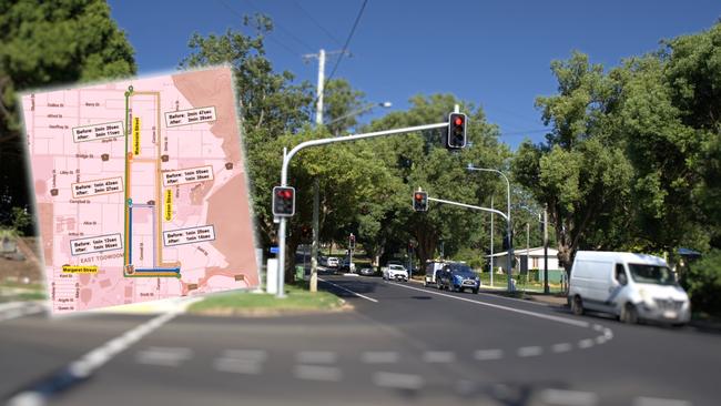 The new set of traffic lights on Margaret Street has caused major changes in vehicle movements through East Toowoomba.