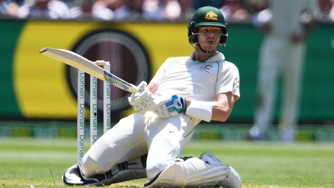 Steve Smith avoids a bouncer from Neil Wagner. Picture: AAP