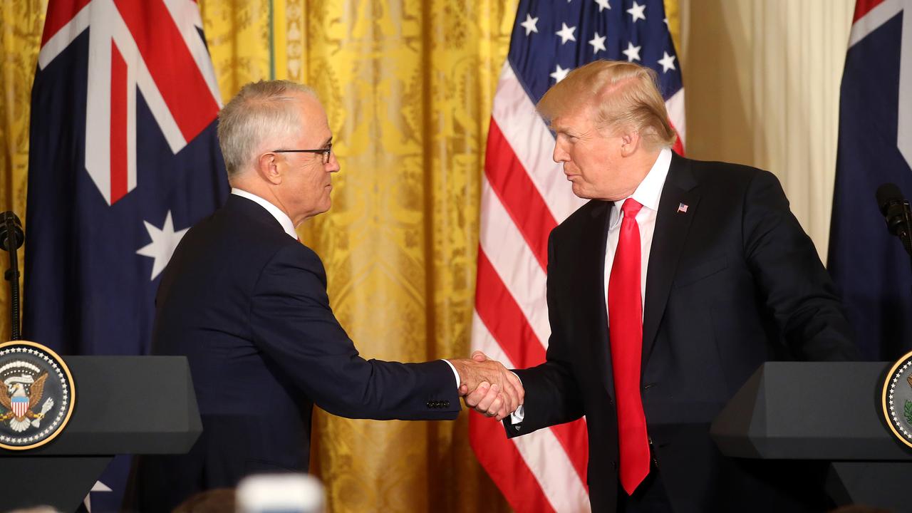 Then Australian Prime Minister Malcolm Turnbull meets with US President Donald Trump. Picture: Nathan Edwards