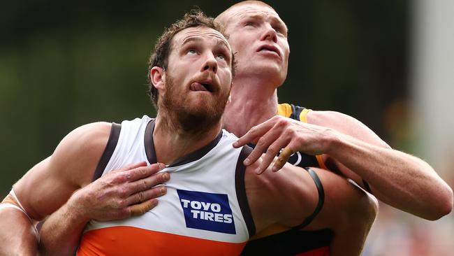 Jacobs and the Crows face Shane Mumford and the Giants in the qualifying final next Thursday night. Picture: Getty Images